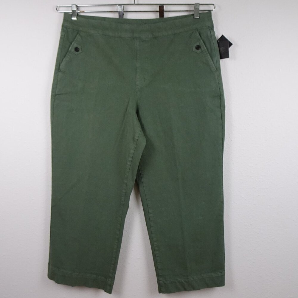 John Mark Wide Leg Pants Women's Plus Size 20W Green Cropped Pull On Stretch